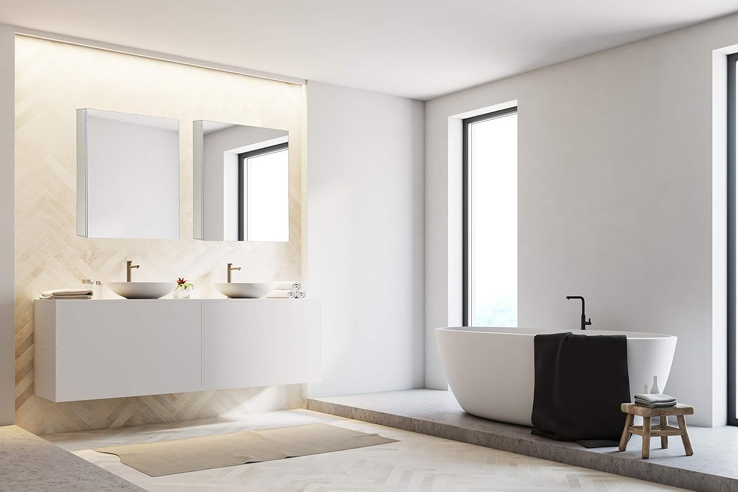 Amazon Com Bathroom Medicine Cabinet Aluminum Recessed Surface Mount 24 X 24 Right Left Hinged Mirrored Interior Home Improvement