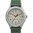 Timex Men's Expedition Scout 40mm Watch – Black Case & Dial with Olive Leather Slip-Thru Strap