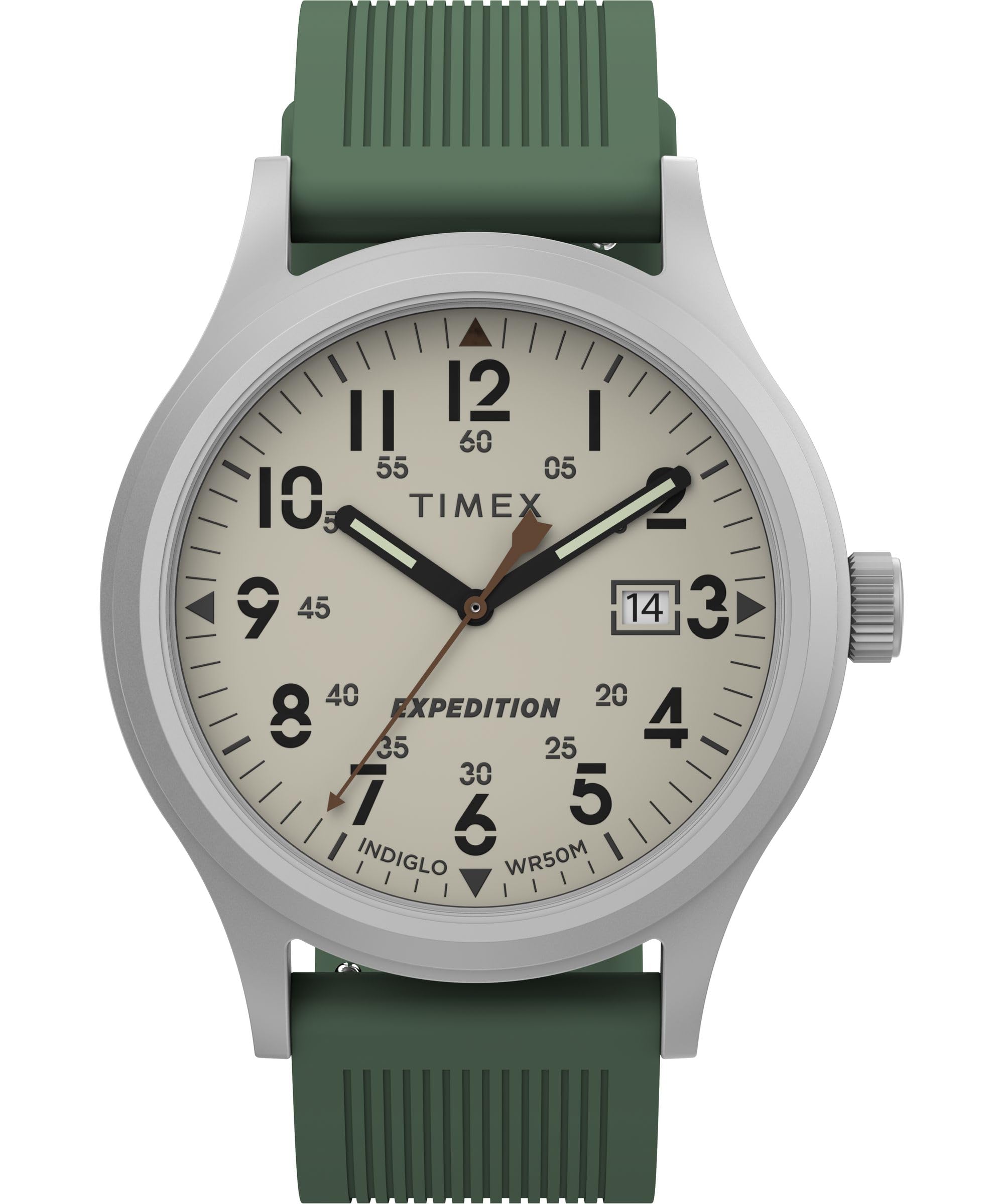 Timex Men’s Expedition Scout 40mm Watch – Green Strap Natural Dial IP Steel Case