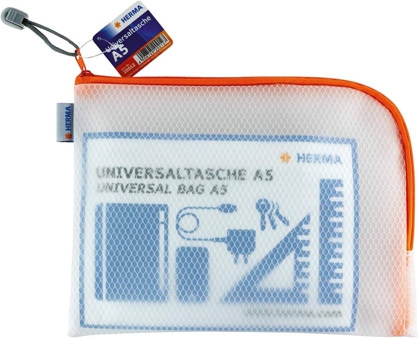 HERMA 20012 Zip Toiletry Bag A5, transparent (26 x 20 cm) small zippered travel pouch for cosmetics liquids, make-up - Image 3