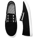 kufeiti Women's Canvas Slip On Shoes Sneakers for Women Fashion Comfortable White Black Elastic Sneakers for Women
