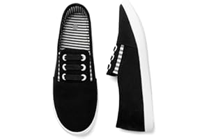 kufeiti Women's Canvas Slip On Shoes Sneakers for Women Fashion Comfortable White Black Elastic Sneakers for Women