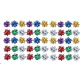 50 Pcs Colorful 1 Inch Gift Bows Mini Christmas Bows Metallic Star Bows Party Gifts Wrapping Bows Adhesive Holiday Presents Bows for Valentine's Day，Gift Wrapping Supplies，Gift Wrap Bows