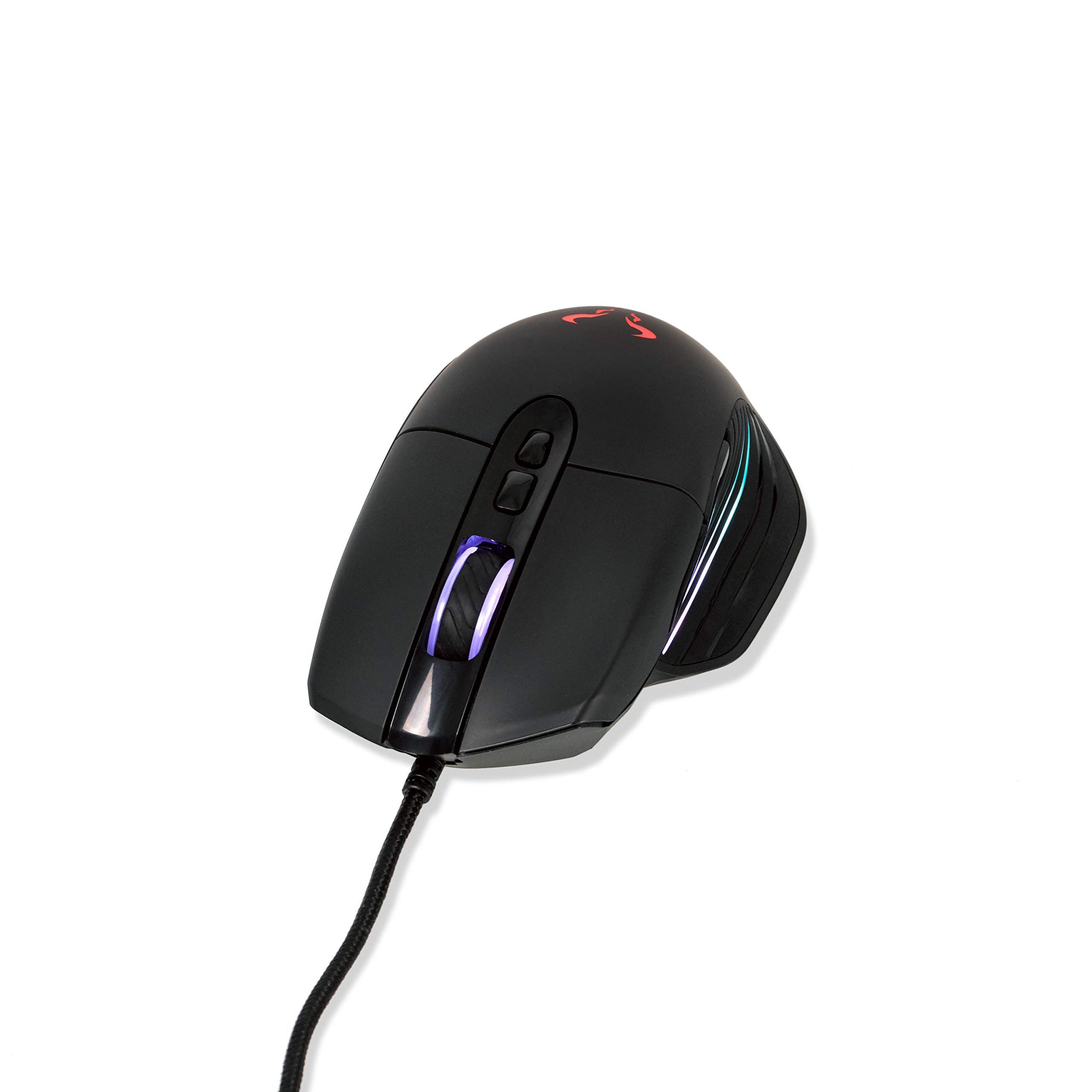 RIOTORO Nadix RGB Gaming Mouse, 10000 DPI, Seven Programmable Buttons, 100Hz, Omron Switches, RGB LED Lighting, Tangle Free Braided Cable, Two Year Warranty