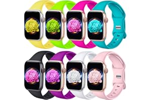 BRIGTLAIFF 8 Pack Bands Compatible with Apple Watch Band 38mm 40mm 41mm 42mm 44mm 45mm 49mm for Women Men, Breathable Soft Silicone Waterproof Sport Strap Compatible with iWatch Series Ultra 9 8 7 6 5 4 3 2 1 SE