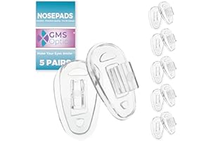 GMS Optical 11mm Small / 6mm Normal Width - Push-in Tear Drop Silicone Nose Pads for Glasses, Sunglasses, and Eyeglass Nose Pads (5 Pair)(Clear)