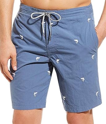 patterned swim trunks