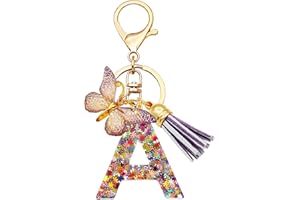 TTYY Initial Letter Keychain for Women Gift for Young Teenage Girl Gifts for Christmas to Mom Daughter Purple tassel