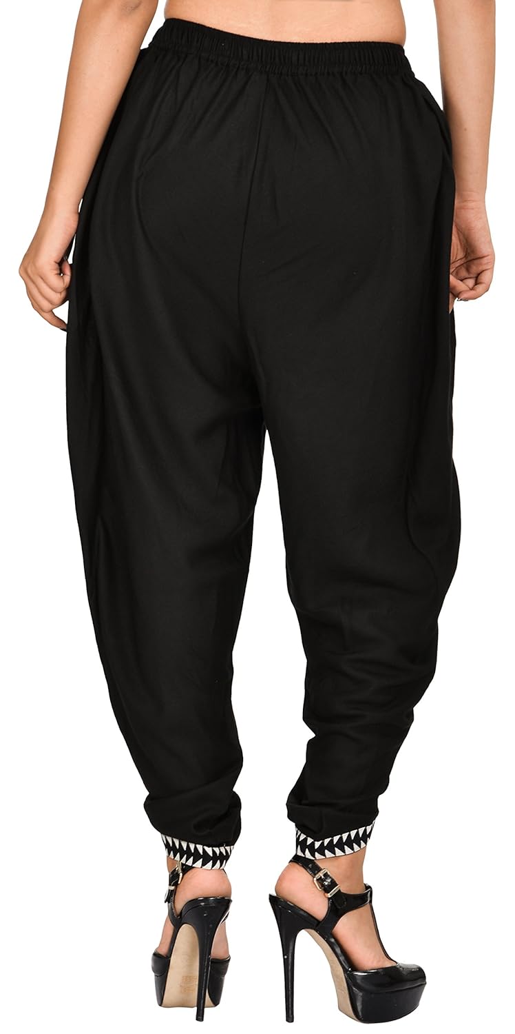khazana basics women's rayon dhoti pant (jtdh32, black)