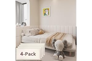 YU LI 3DH 3D Anti-Collision Wall Padding for Kids Self-Adhesive 4PCS White headboard Panels for Wall Peel and Stick headboard