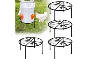 SYMDROMIA 4 PCS Metal Stand for Chicken Feeder Waterer, Iron Stand Holder with 4 Legs, Round Supports Rack for Buckets Barrels Equipped Installed with Feeder Waterer Port, for Coop Poultry Indoor Outdoor