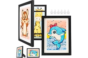 GOKEDA 2 Packs Kids Art Frame, 8.5x11 Artwork Picture Frames Changeable with Stand, Front Opening Picture Display Frames Hold