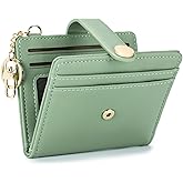POIUGOYA Slim Wallet for Women,RFID Blocking Bifold Credit Card Holder with Zipper Coin Pocket,ID Window,Keychain