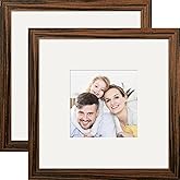 Picture Frames 8x8 2 Pack Made of Solid Wood Ebony Wood Grain for Wall Mounting and Tabletop Display
