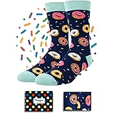 HAPPYPOP Funny Socks for Men - Donut Burger Gifts, Pickle Taco Socks for Teen Boys