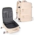 coowoz Large Casual Travel Backpack For Women Men,Carry On Rucksack Flight Approved,Hiking Waterproof Outdoor Sports Daypack Fit 15.6 Inch Laptop Shoes Compartment (Beige)