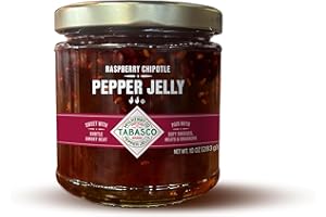 TABASCO Brand Raspberry Chipotle Pepper Jelly, Glass Jar, Versatile, Mild & Sweet Raspberry Chipotle Jelly, Perfect for Charcuterie & Appetizers, Great with Smoked Cheese, Meat, Crackers & More, 10 Oz (Pack of 1)