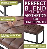 Hallowood Furniture Cullompton Dining Bench 110cm Brown Leather Effect view 4