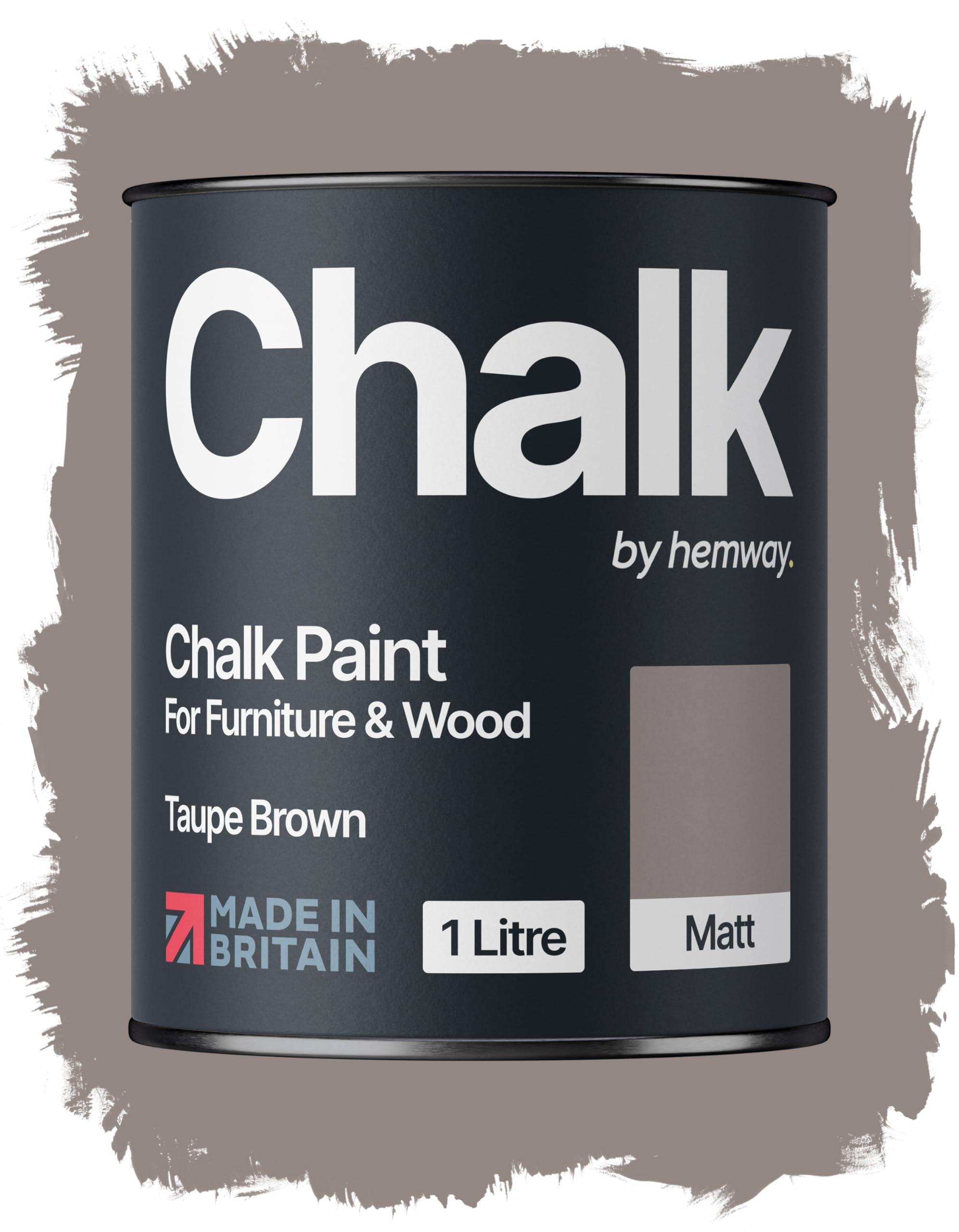 Hemway Chalk Paint Taupe Brown Furniture Paint 1L, Matt Finish Shabby Chic, Chalk Furniture & Walls, Quick Dry & 1 Coat