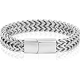 Invicta Silver Bracelet for Men, Stainless Steel Chain Jewelry, Polished Double Franco, 14mm, 8.75"