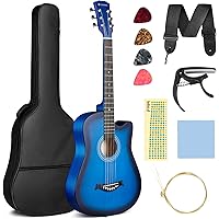CAHAYA Acoustic Guitar Beginner Set - 38In Wood Guitar Starter Kit for Kids Teenager Adults with Guitar bag, Capo, Picks, Bra