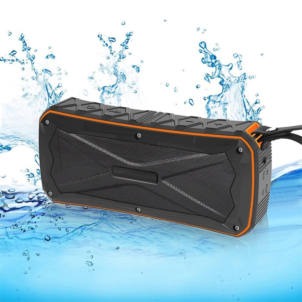 Bluetooth Speaker,POWERIVR Outdoor Sports Portable IPX6 Waterproof Bluetooth Speaker 4.1,Built in Mic,Enhanced Bass Sound,Double Horn Hands-Free Water Resistant Speaker (Orange)