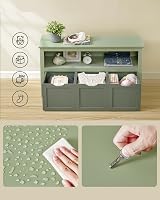 VASAGLE Toy Storage Unit With Wheels Laurel Green 3 Drawers 60 cm High view 6