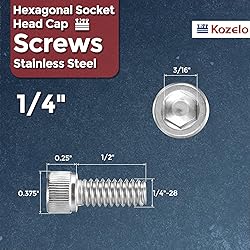 Kozelo 50pcs Socket Head Cap Screws - [1/4"-28 x