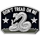 Gadsden Flag Rattlesnake Car Emblem 3D Metal Decal with “Don’T Tread ON ME” Slogan, 3M Adhesive, Perfect for Cars, Motorcycles, Windows, Doors, and Flat Surfaces (Chrome)