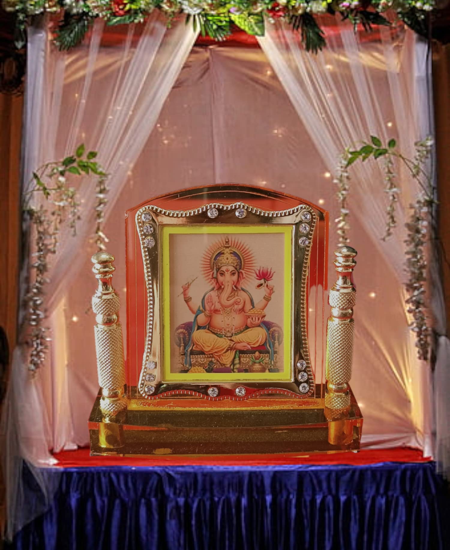 BEXCO Ganesha Idol | Statue for Car Dashboard | Home Decor | Gifting | Decorative Showpiece - 4 cm (Metal,Acrylic)