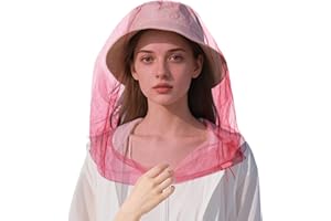 JAYRUIMICE Oversized Mosquito Net 42 x 25 Inches Ultra Large Mosquito Head Net Face Neck Fly Mesh Netting Fits All Hats for Outdoor Camping Hiking Fishing Gardening Safari(Pink)