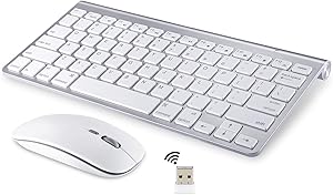 Wireless Keyboard and Mouse Compatible with iMac MacBook Windows Computer and Android Tablets (Renewed)