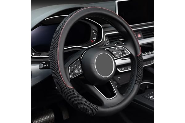 KAFEEK Steering Wheel Cover, Universal 15 inch, Microfiber Leather Viscose, Breathable, Anti-Slip,Warm in Winter and Cool in
