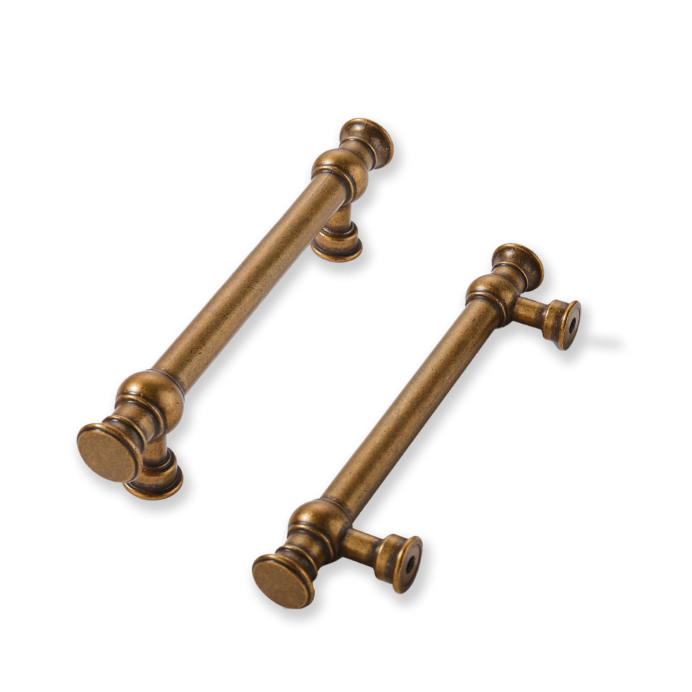 Photo 1 of khtumeware 2 Pack 3inch(76mm) Hole Center Antique Brass Cabinet Pulls Solid Heavy Duty Pull Cabinet Hardware Handle for Kitchens cabinets Dressers Pull for Bathroom