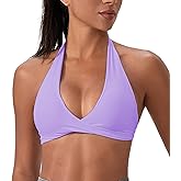 Sports Bra for Women Seamless Halter Padded Yoga Bras Open Back Gym Low Impact Workout Crop Tank Top
