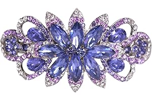 Sankuwen Flower Rhinestone Hairpin Luxury Jewelry Designed Hair Accessory French Barrette Hair Clip (Purple)