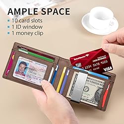 RUNBOX Mens Slim Wallet with Money Clip RFID