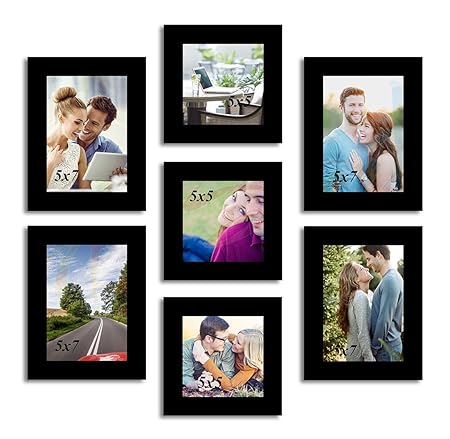 ART STREET - Wall Black Photo Frame Set of 7 Individual Frames