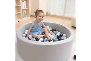 MEOGETY Baby Foam Ball Pit for Toddlers Kids Children, Infant Round Soft Small Ball Pool Pits for Girls and Boys Gifts Indoor Playpen, NOT Included Balls Light Gray