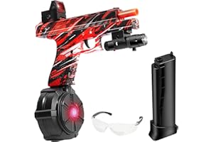 JM-X2 PRO JM-X2 Gel Ball Blaster Pistol with Drum, Manual & Automatic Dual Mode, Linked Shooting Effect, Ages 14+, DeepRed