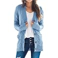 PRETTYGARDEN Women's Open Front Cardigan Sweaters Fashion Button Down Cable Kint Chunky Outwear Winter Coats
