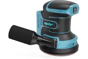 Mayoki 5" Random Orbit Sander Compatible with Makita 18v Battery, Cordless Palm Sander with 2.0Ah Battery & Charger Kits, Brushless, 6 Variable Speeds, 12000 OPM, Dust Bug, 10PCS Sanding Pads