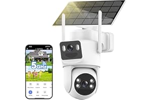 4K Security Cameras Wireless Outdoor Solar, 5GHz/2.4GHz WiFi 360° PTZ Camera Surveillance Exterieur for Home with Human Auto 