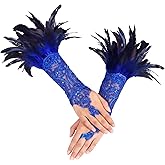 HOMELEX Women Black Lace Feather Gloves Witch Angel Costume Accessories Swan Wings Wrist Bands