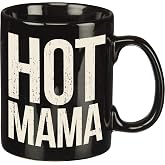Black Ceramic "HOT MAMA" Novelty Coffee Mug, 20-ounce Cup, Designed by Primitives by Kathy