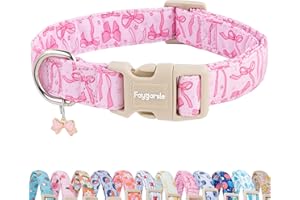 Faygarsle Cute Pink Bow Pattern Dog Collar for Summer Spring DesignSmall Medium Large Dogs M
