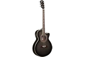 Oscar Schmidt OG10CEFTB-A-U Concert-Size Cutaway Acoustic-Electric Guitar. Trans Black