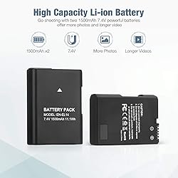 Magolin EN-EL14 EN EL14A Battery 2-Pack 1500mAh