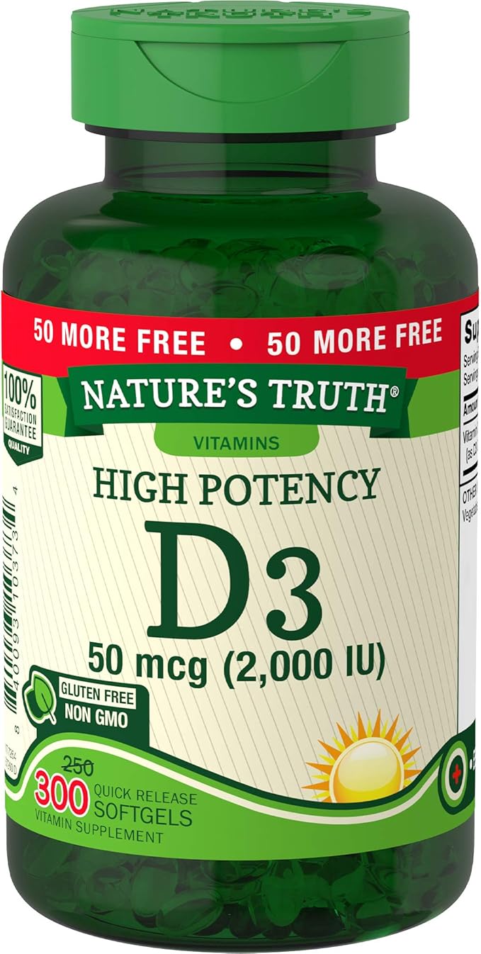 Nature's Truth Vitamin D3, 2,000 IU, Bonus, 250+50 Count