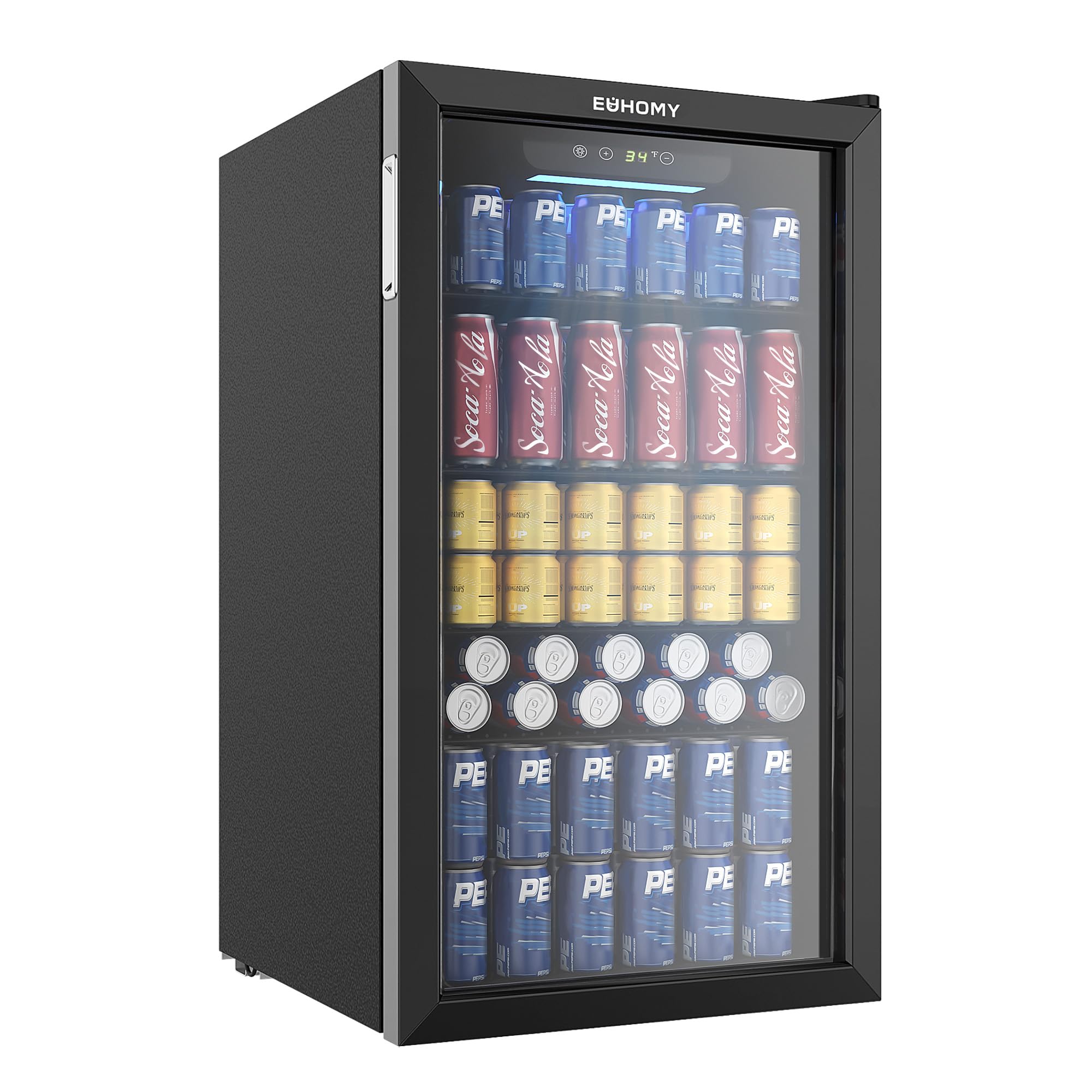 Photo 1 of *****The product is in good condition. It was connected and turned on. It is used, but it is not known if it works at 100% because it has to be given time to cool down.*********EUHOMY Beverage Refrigerator Cooler, 130 Can Mini Fridge with Glass Door for S